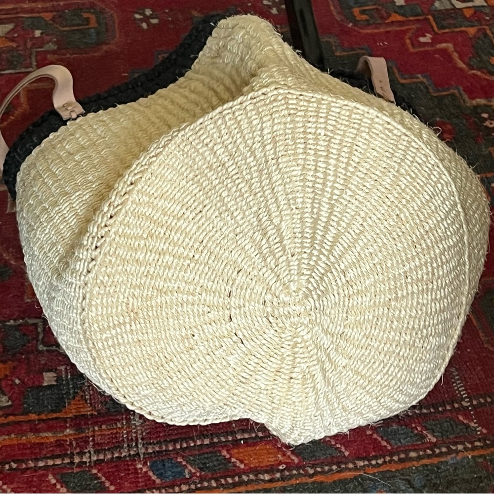Woven Sisal Basket with Leather Handles - Picture 6 of 10